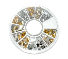 Decoración uñas metal dorado/plata rueda U18